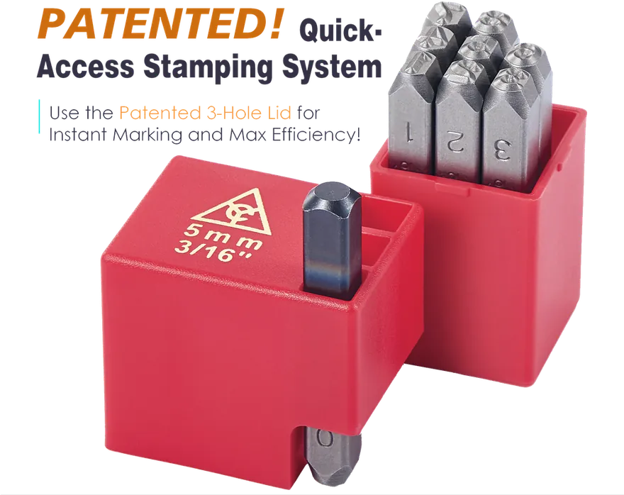 Young Cycle patented Quick-Access three-hole steel stamp box
